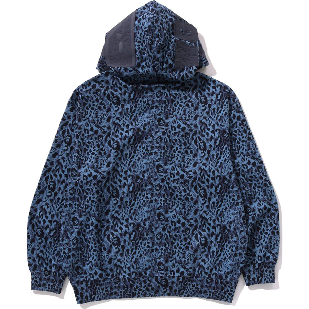 WILD LEOPARD PATTERN SHARK RELAXED FIT FULL ZIP HOODIE MENS